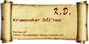 Krumenaker Dénes névjegykártya
